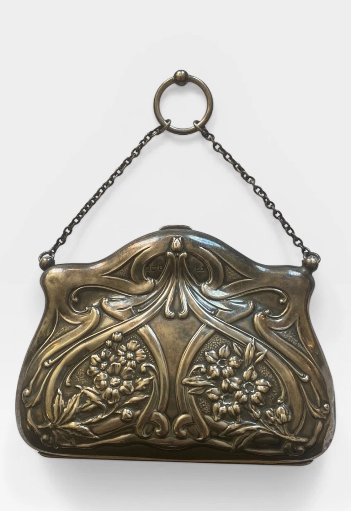 Antique 1907 Sterling Silver Art Nouveau Purse Birmingham WT 117g