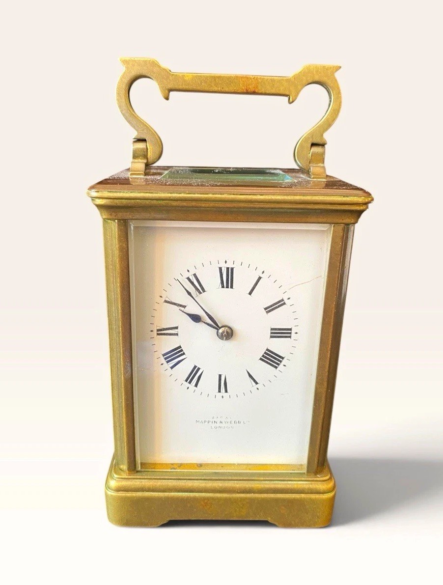 Antique Mappin & Webb Brass Carriage Clock, London - Runs, Strike Needs Service