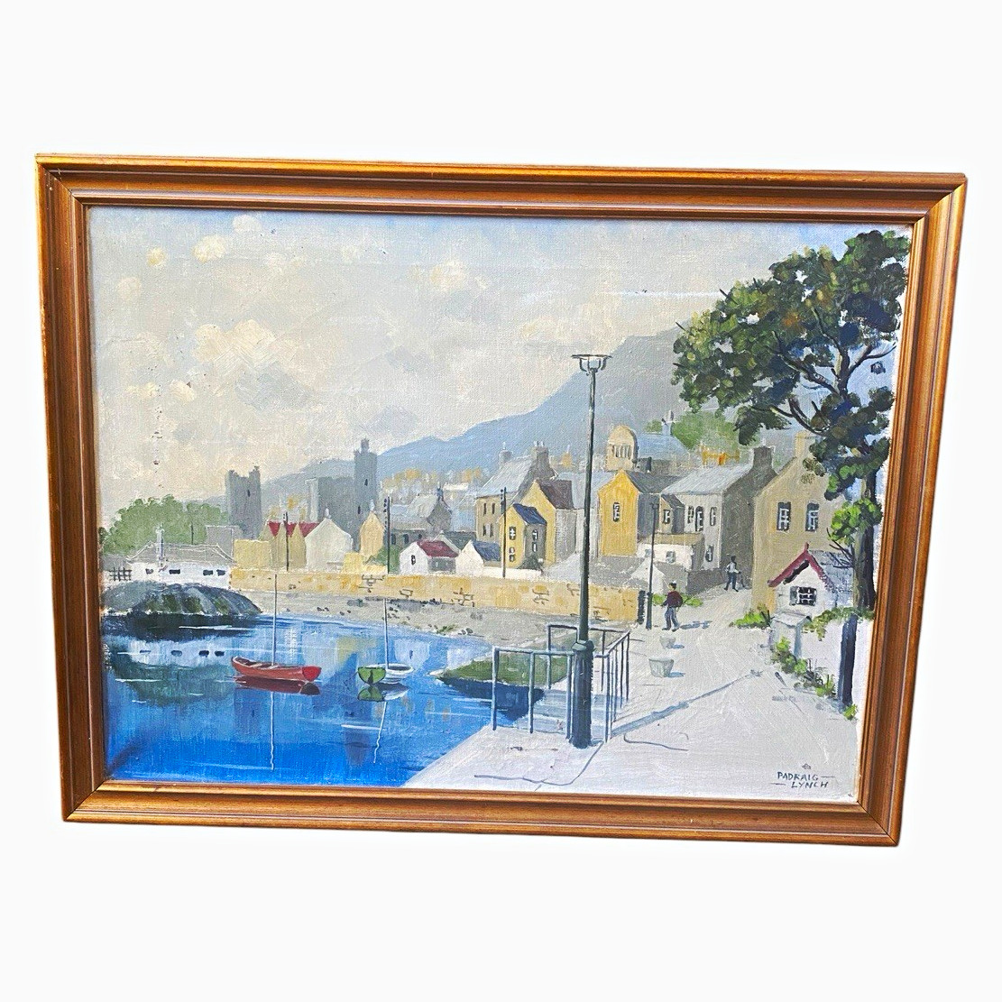 Padraig Lynch Original Oil on Canvas Irish Harbour Landscape Painting 63 x 45 cm