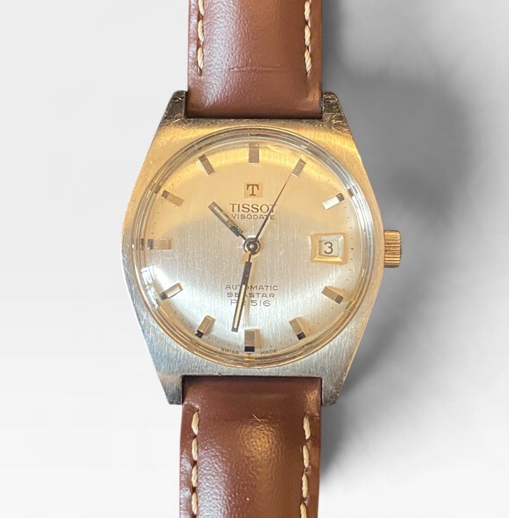 Tissot Visodate Seastar PR 516 Automatic Vintage 1970s Mens Watch Silver Dial