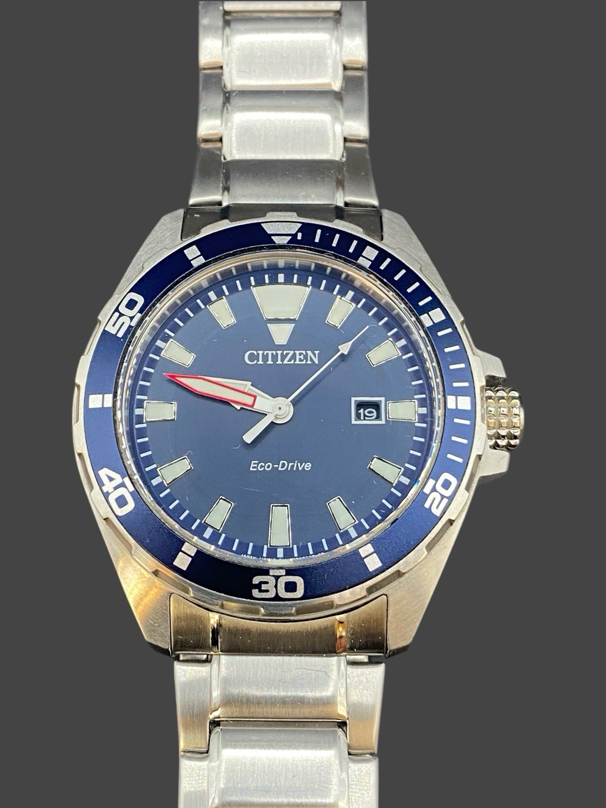 Citizen Eco-Drive Blue Dial Steel Bracelet Date 100m Diver 44mm Watch
